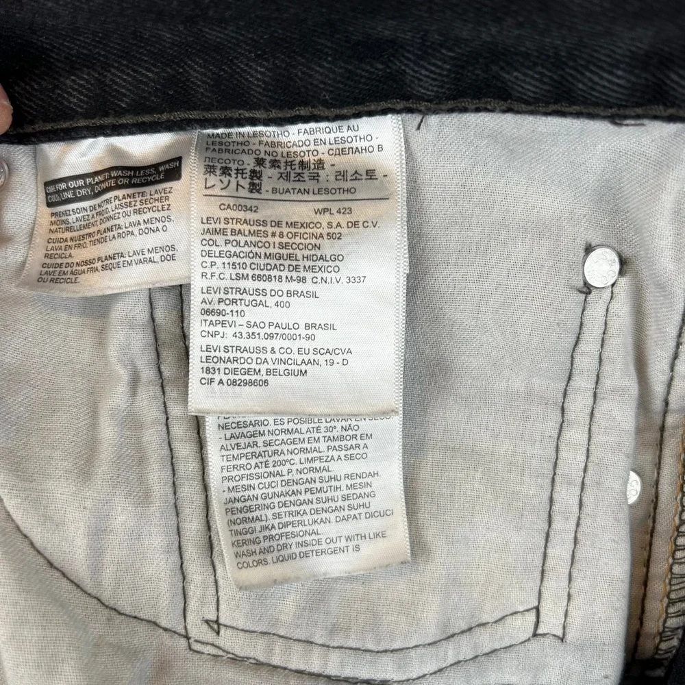 Levis 505 Jeans Mens 38x32 Regular Fit Black Denim Pants Classic‎ Casual